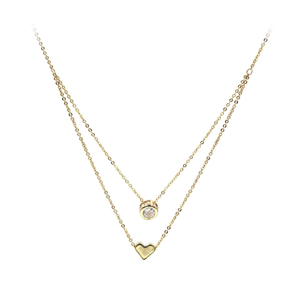 Gold small love circle crystal necklace